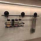 Barra De Cozinha Preta 70cm Com Ventosa Para Pendurar Utensíl