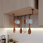 Barra De Utensílios Para Cozinha Suporte Com 5 Ganchos Móveis