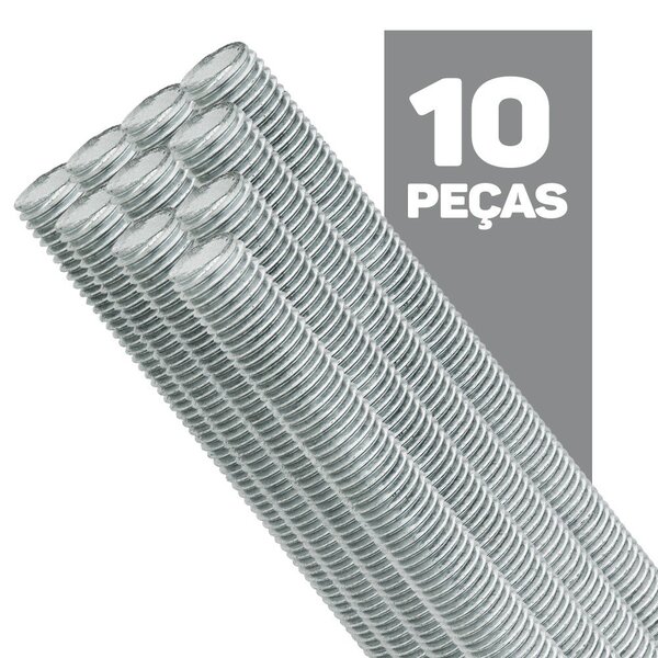 Barra Roscada Zincada 1/4' Com 10 Peças Ciser