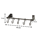 Barra Utensílios Organizador P/ Cozinha 5 Ganchos Swing - 45