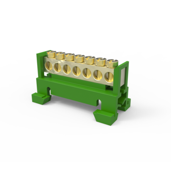 Barramento/borneira 07 Furos Para Trilho Din - Verde Enerbras