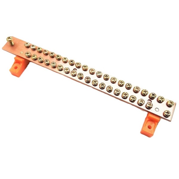 Barramento Cobre Neutro Ou Terra 195a 1 X 1/8 40 Parafusos