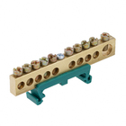 Barramento Terra 10 Terminais Verde Trilho DIN Steck