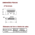 Barramento Terra  P/ Trilho Din 06 Polos Verde 10 Peças