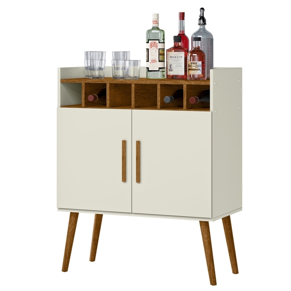 Barzinho 2 Portas E Adega Roma Tigus Off White-ipê