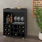 Barzinho Aparador Com Adega Leblon Preto Acetinado