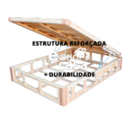 Base Baú P/ Colchão Solteirão E-shop Casa - Suede Bege