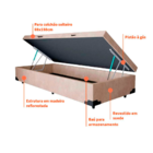 Base Baú P/ Colchão Solteirão E-shop Casa - Suede Bege