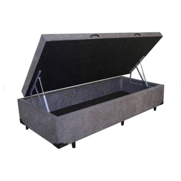 Base Box Articulada Solteiro 88cm Linho Chumbo Tana Decor