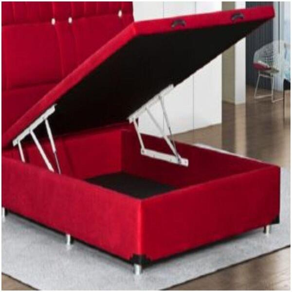 Base Box Baú Articulada Casal 138cm - Sl 74 - Linho Chumbo