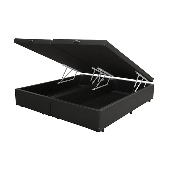 Base Box Baú Casal Bipartido Sp Móveis Sintético Preto - 39x1