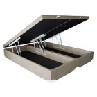 Base Box Baú Casal Bipartido Suede Bege 39x138x188