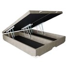 Base Box Baú Casal Bipartido Suede Bege 39x138x188 Lord