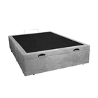 Base Box Bau Casal Premium Santo Box Suede 47x138x188 Cinza