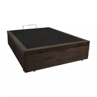 Base Box Bau Casal Premium Santo Box Suede 47x138x188 Marrom