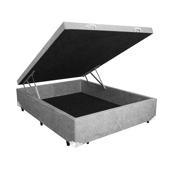 Base Box Baú Casal Sp Móveis Suede Cinza - 39x138x188