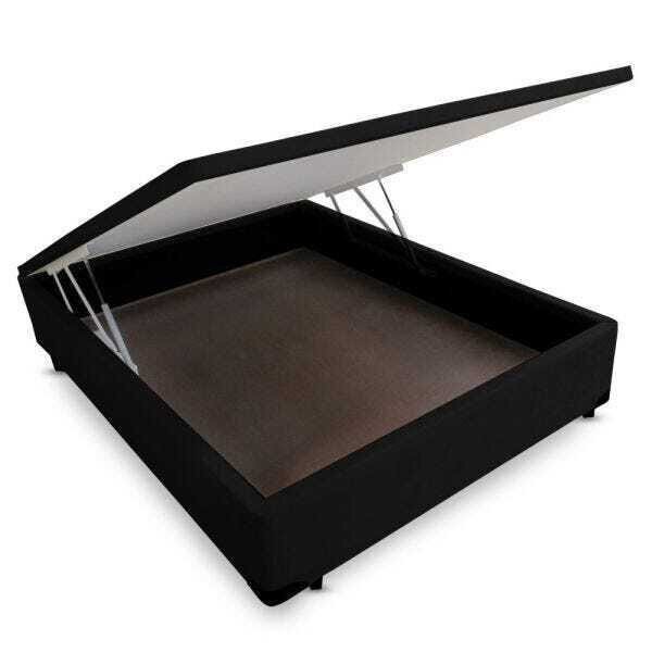 Base Box Baú Casal Suede Preto  39x138x188 Cm