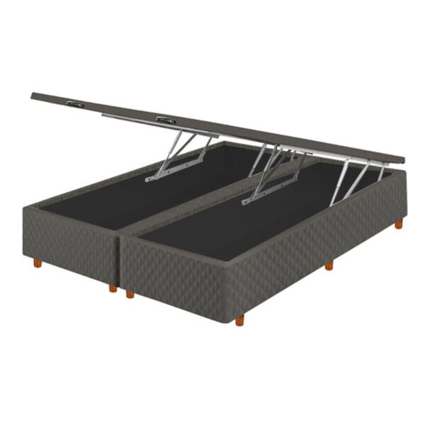Base Box Baú Para Colchão King Size 193x203x46cm Cinza Crist