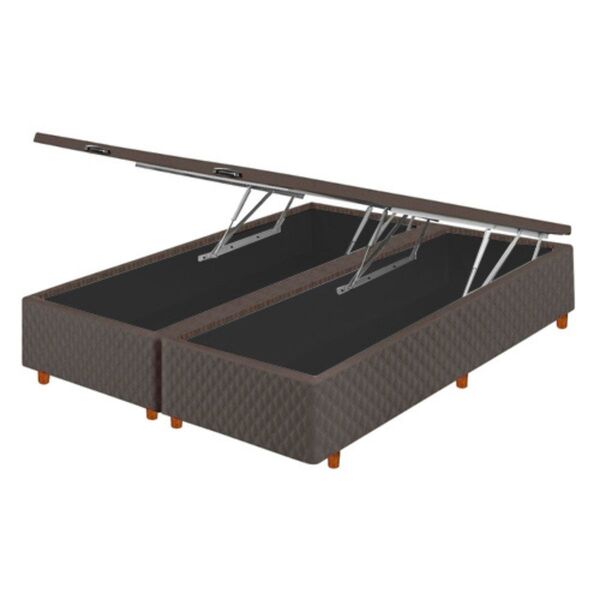 Base Box Baú Para  Colchão Queen Size Marrom 158x198x46cm Cri