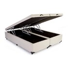 Base Box Baú Queen Bipartido Sintético Bege 39x158x198