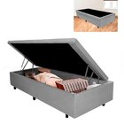 Base Box Baú Solteiro 96x203x42cm Suede Cinza