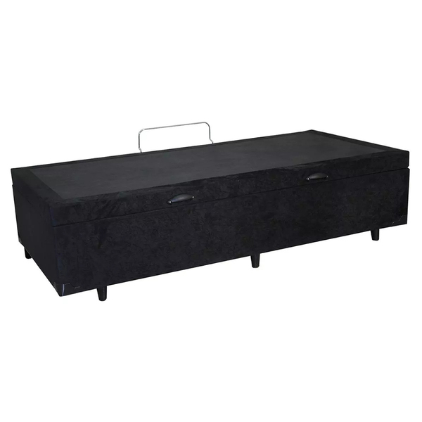 Base Box Bau Solteiro Premium Santo Box Suede 47x78x188 Preto