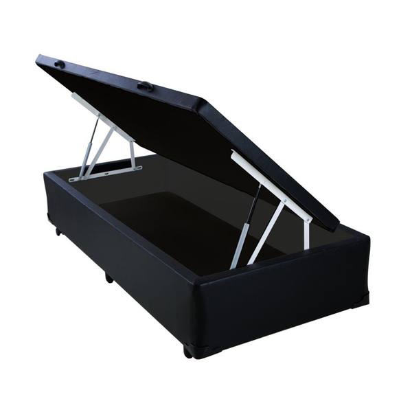 Base Box Baú Solteiro Sp Móveis Sintético Preta - 39x88x188