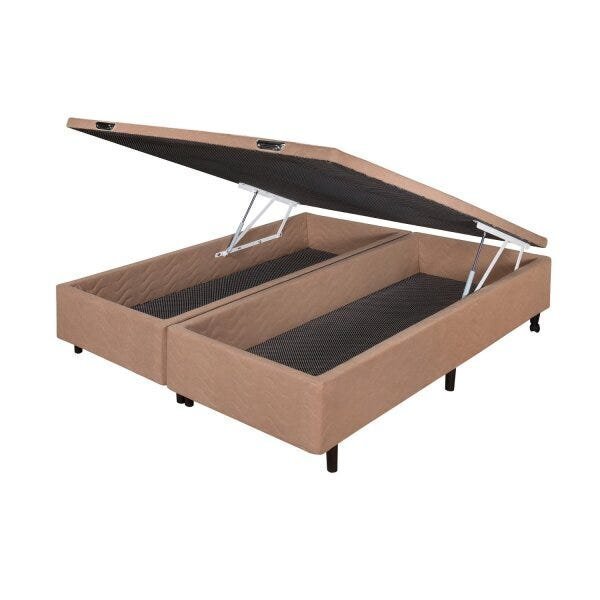 Base Box Casal 47x158x198cm Com Baú Sued