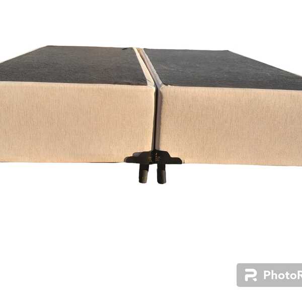 Base Box Casal Bipartido Blindado Linhão Bege