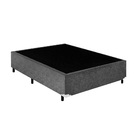 Base Box Casal Blindado Suede Cinza