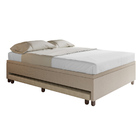 Base Box Casal Com Cama Auxiliar Com Colchão Conjugado Linho