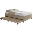 Base Box Casal Com Cama Auxiliar Com Colchão Conjugado Linho