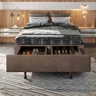Base Box Casal Com Sapateira 138x188x30cm  Suede Areia Suede