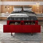 Base Box Casal Com Sapateira 138x188x30cm  Suede Vermelho Sue