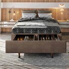 Base Box King Com Sapateira 193x203x30cm  Suede Areia Suede A