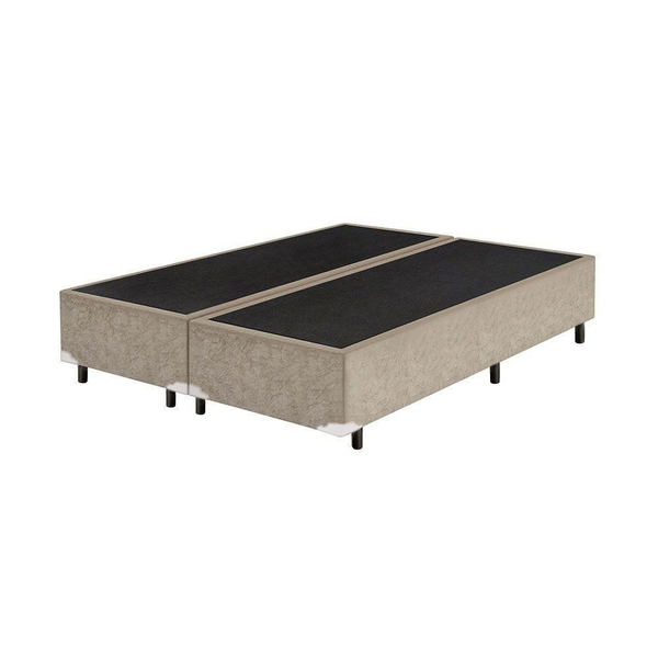 Base Box Queen Bipartido Sp Móveis Suede Bege - 26x158x198