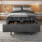 Base Box Queen Com Sapateira 158x198x30cm  Suede Cinza Suede