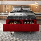 Base Box Queen Com Sapateira 158x198x30cm  Suede Vermelho Sue