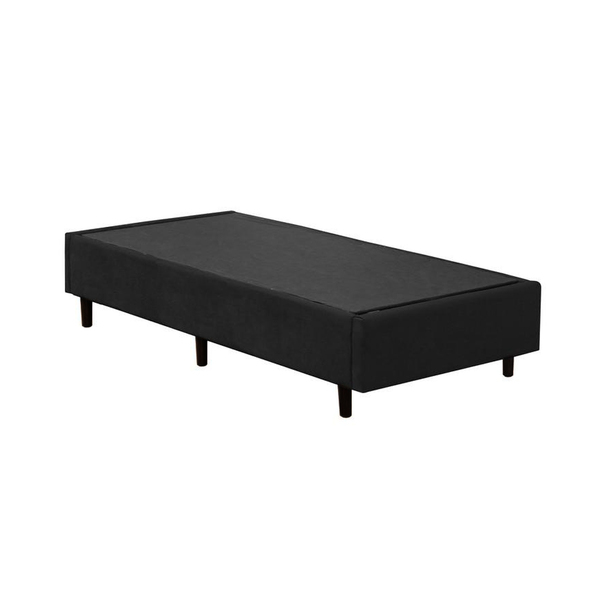 Base Box Solteiro Santo Box Suede Preto 40x88x188