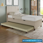 Base Cama Baú Solteirão Com Cama Auxiliar Linho - Skybox - Be