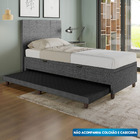 Base Cama Baú Solteirão Com Cama Auxiliar Linho - Skybox - Pr