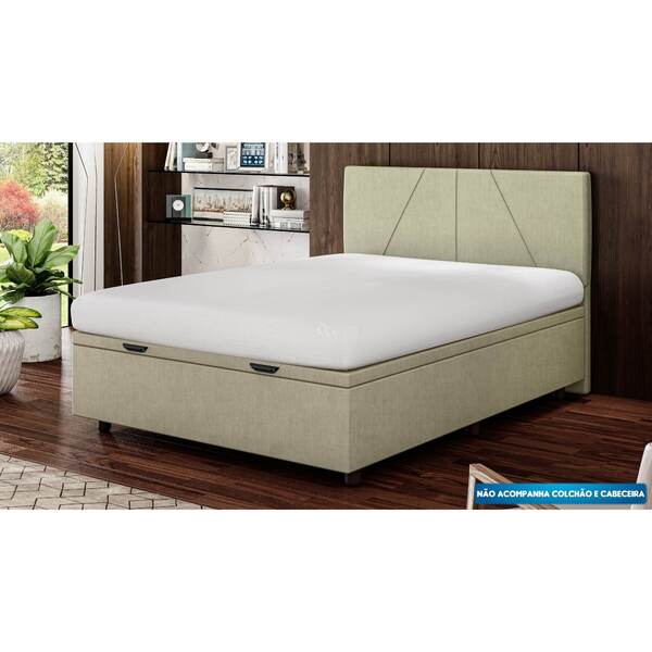 Base Cama Baú Viúva Veludo - Skybox - Bege