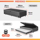 Base Cama Bibox Com Baú Solteiro E Cama Auxiliar 3 Em 1 - 88x