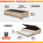 Base Cama Bibox Com Baú Solteiro E Cama Auxiliar 3 Em 1 - 88x