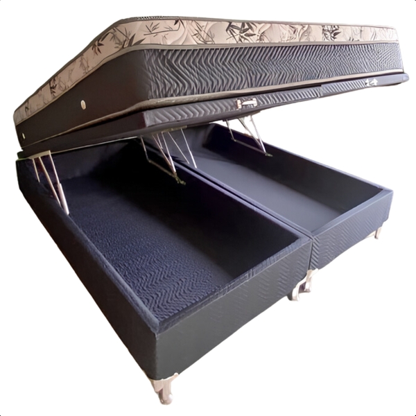 Base Cama Box Articulado Solteiro Preto Desenho Zig Zag 110
