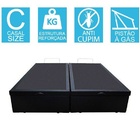 Base Cama Box Baú Bipartido Casal Couro Sintético Preto 43x13