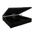 Base Cama Box Baú Bipartido Casal Couro Sintético Preto 43x13
