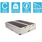 Base Cama Box Baú Bipartido Casal Suede Bege 43x138x188