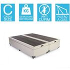 Base Cama Box Baú Bipartido Casal Suede Bege 43x138x188