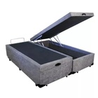 Base Cama Box Baú Bipartido Casal Suede Cinza 43x138x188